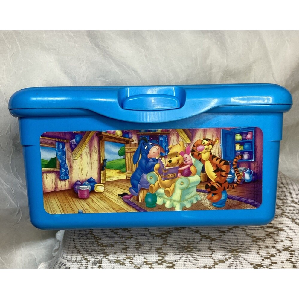 Vintage Disney Blue Winnie the Pooh & Friends Huggies Empty Baby Wipes Container